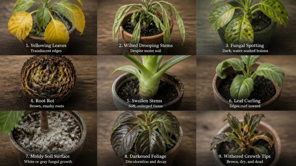 symptoms of overwatered plants