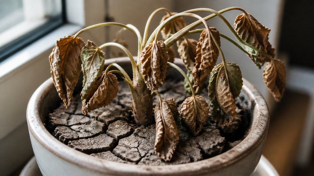 underwatered plant symptoms visible